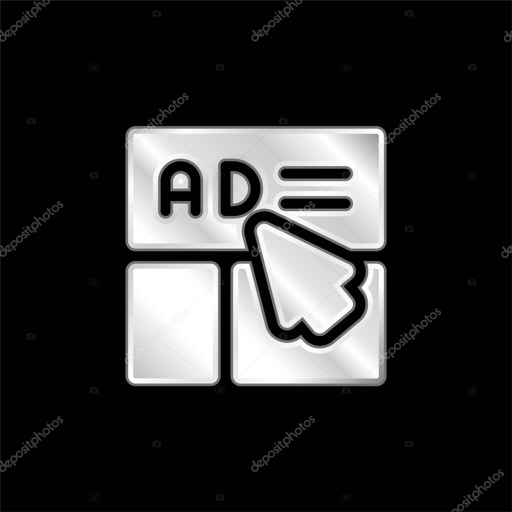 Advertisement silver plated metallic icon