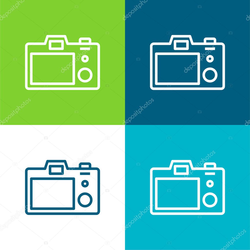 Back Camera Flat four color minimal icon set