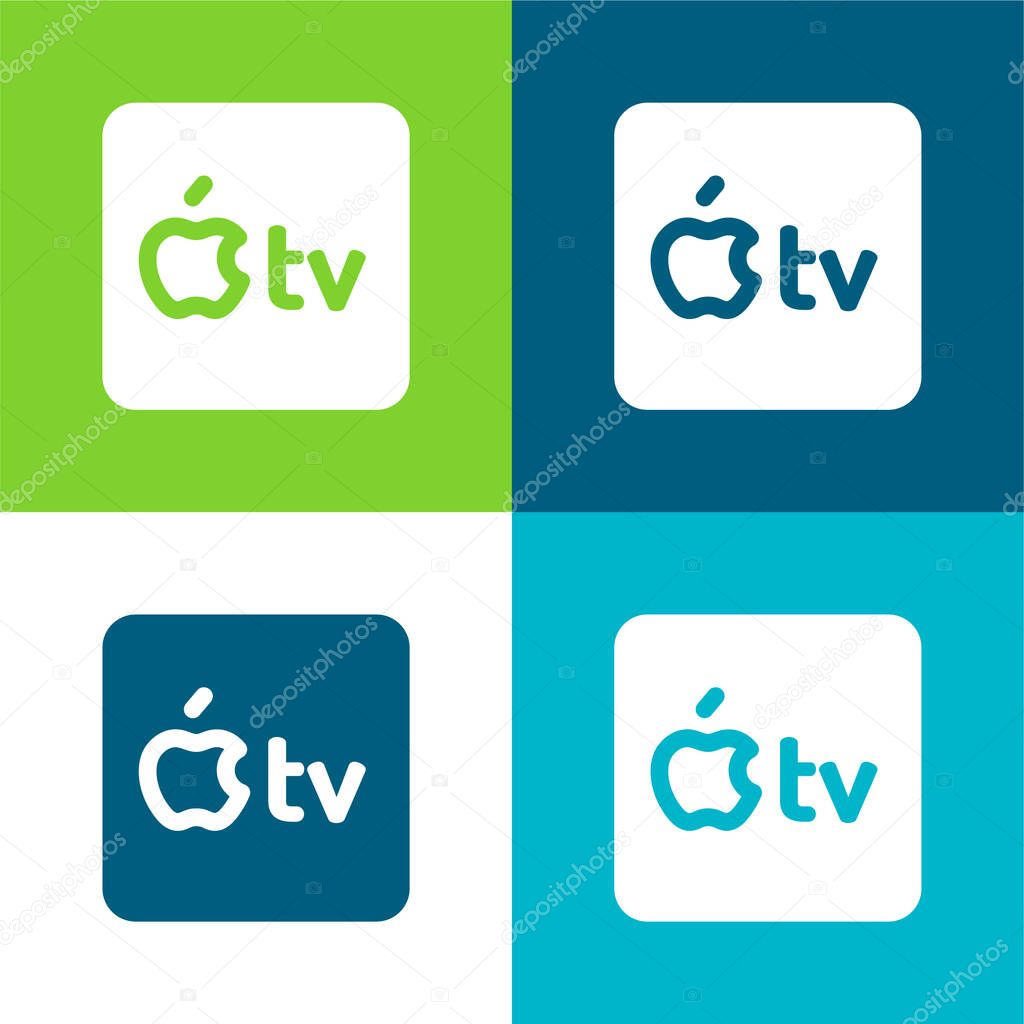 Apple Tv Flat four color minimal icon set