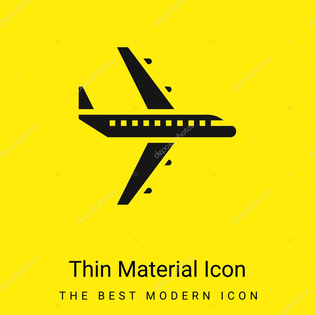 Airplane minimal bright yellow material icon
