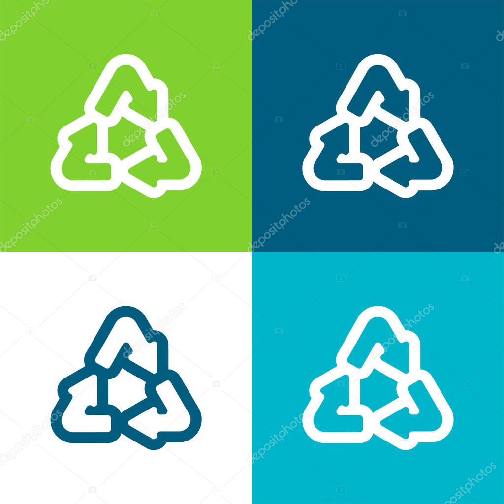 Arrows Recycling Triangle Outline Flat four color minimal icon set