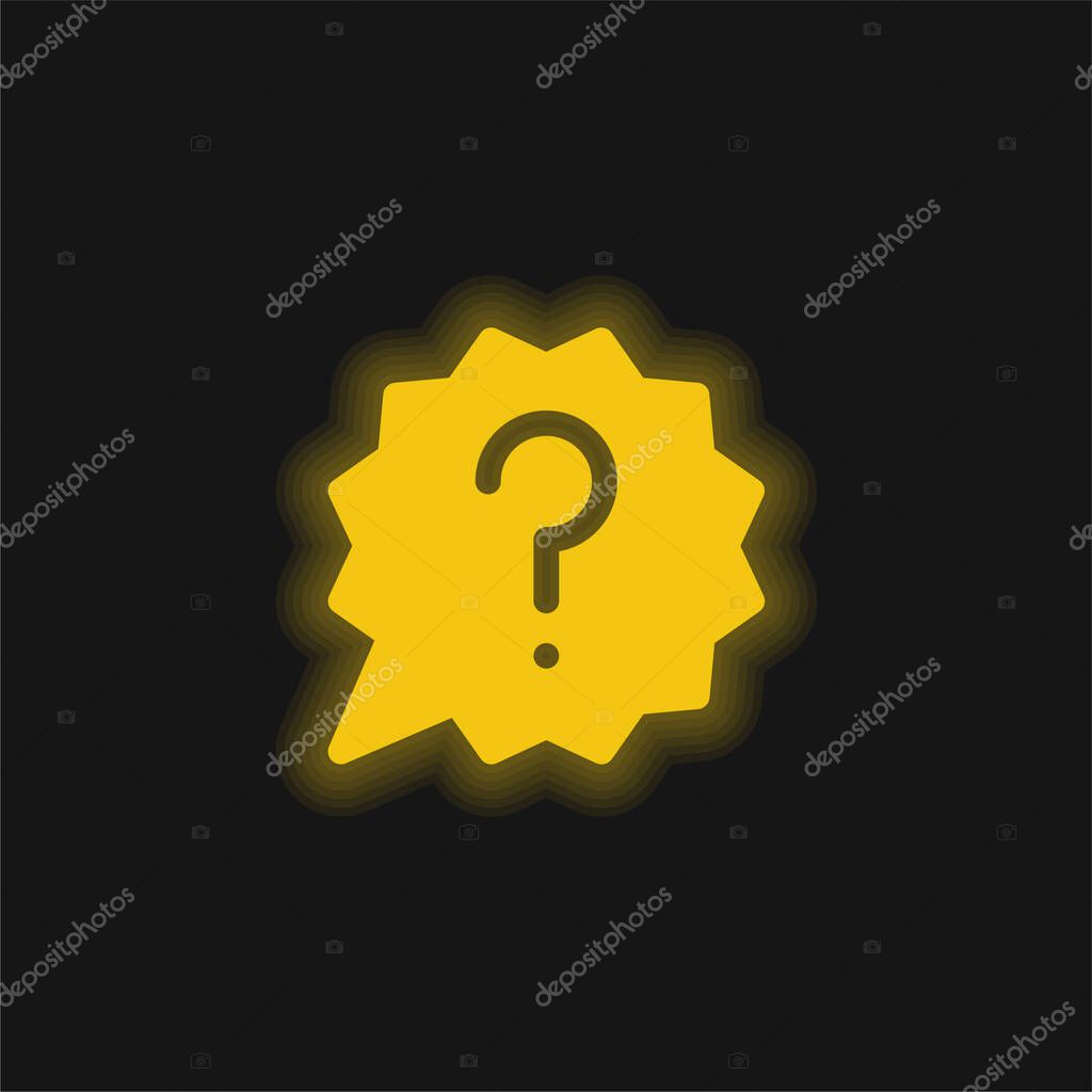 Ask yellow glowing neon icon