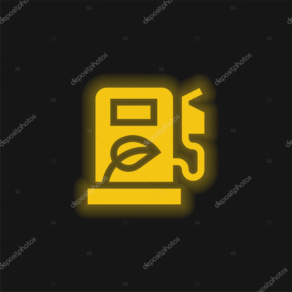 Biofuel yellow glowing neon icon