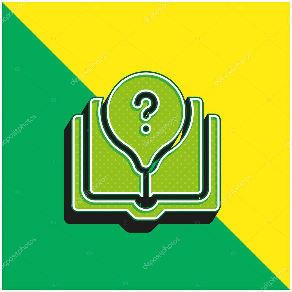 Book Green and yellow modern 3d vector icon logo