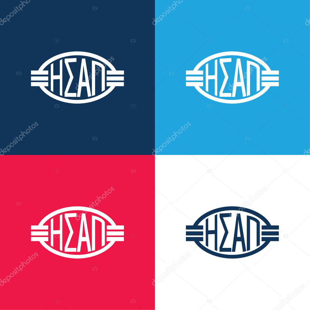 Athens Metro Logo blue and red four color minimal icon set