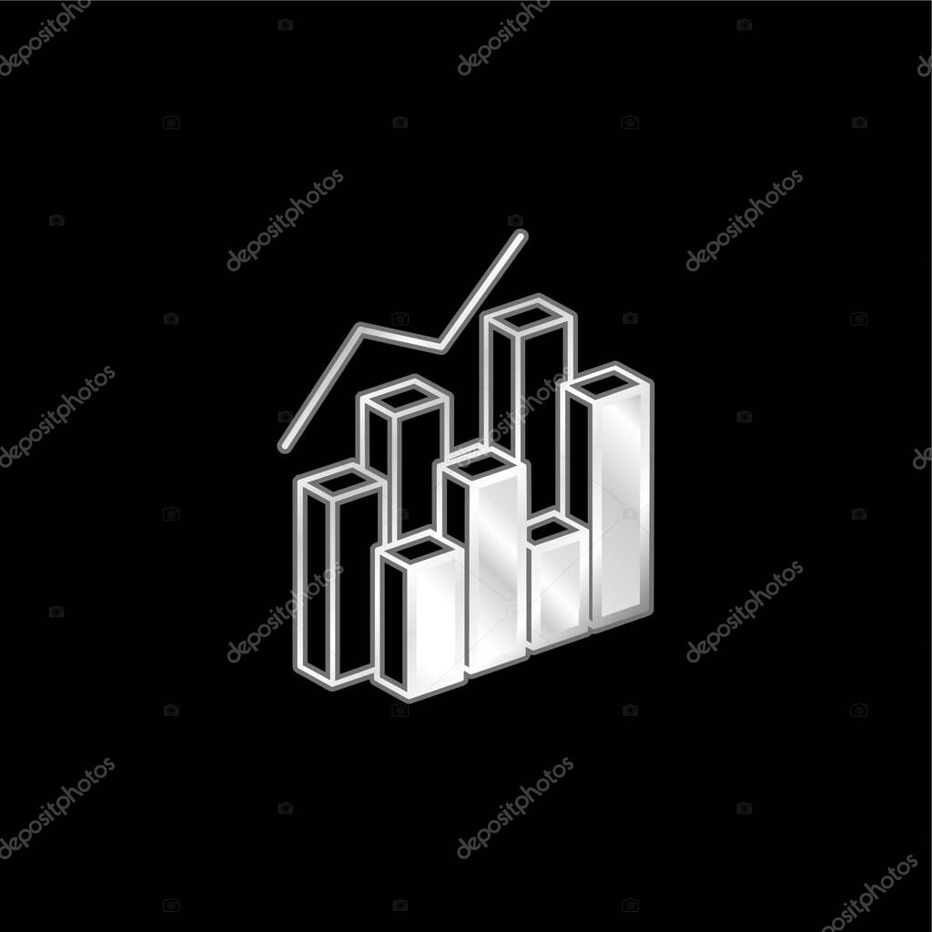 3d Data Analytics Dual Bars Graphic silver plated metallic icon