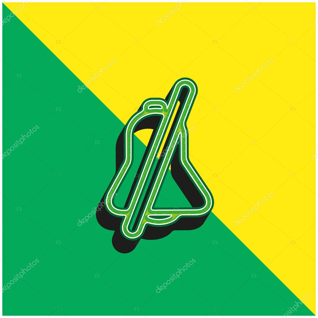 Bell With A Slash Green and yellow modern 3d vector icon logo