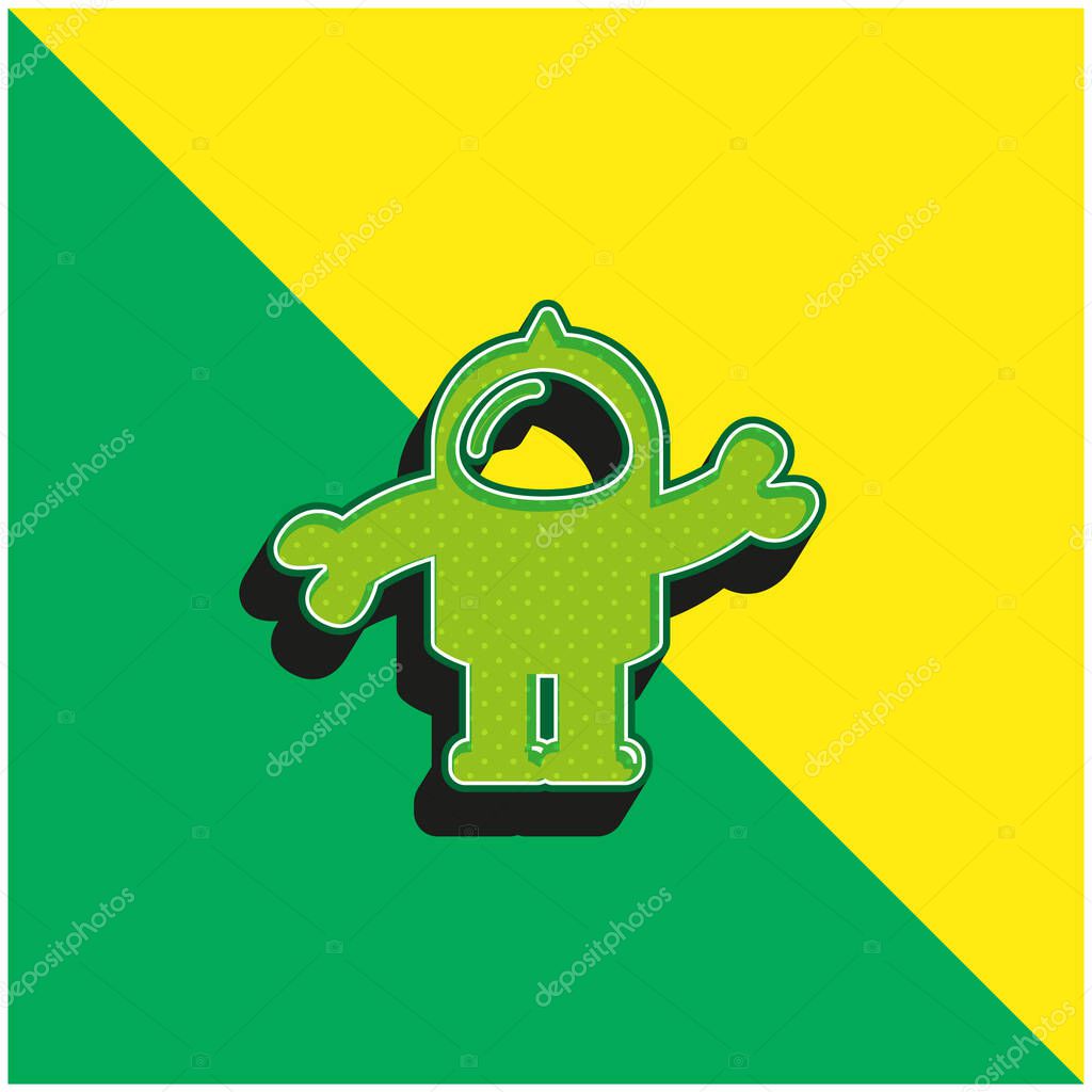 Astronaut Suit Green and yellow modern 3d vector icon logo