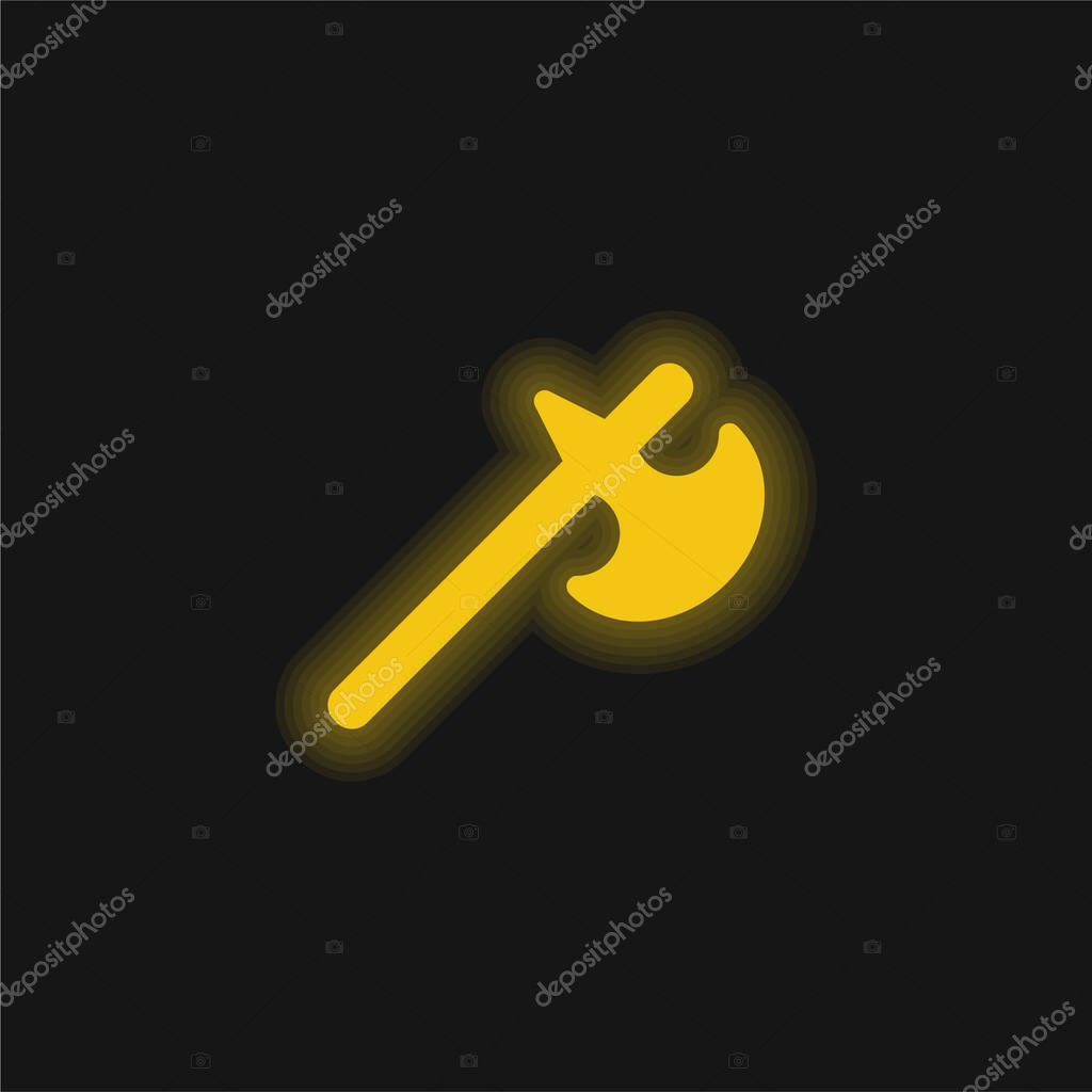 Battle Axe yellow glowing neon icon