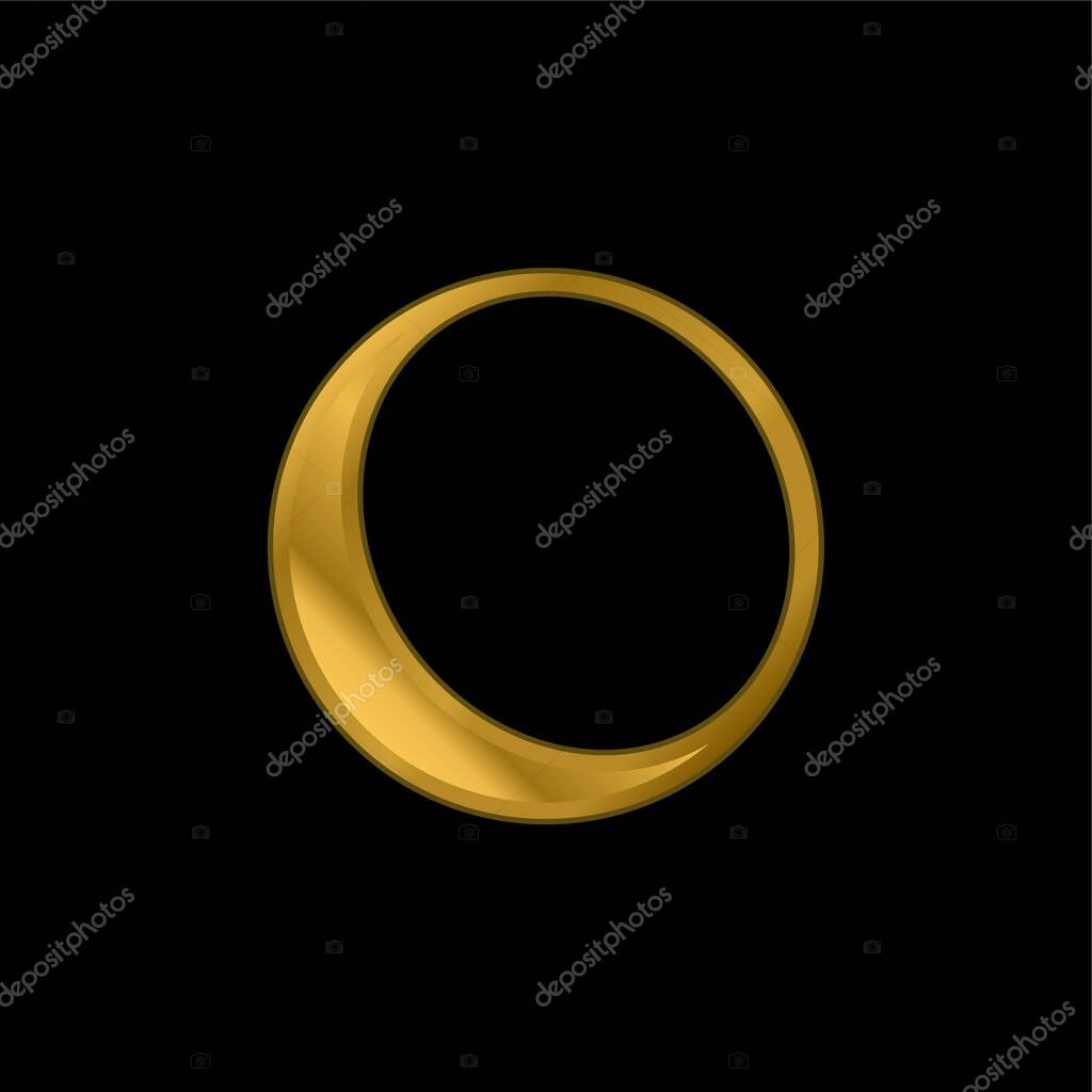 Ball Outline With Shadow At The Edge gold plated metalic icon or logo vector