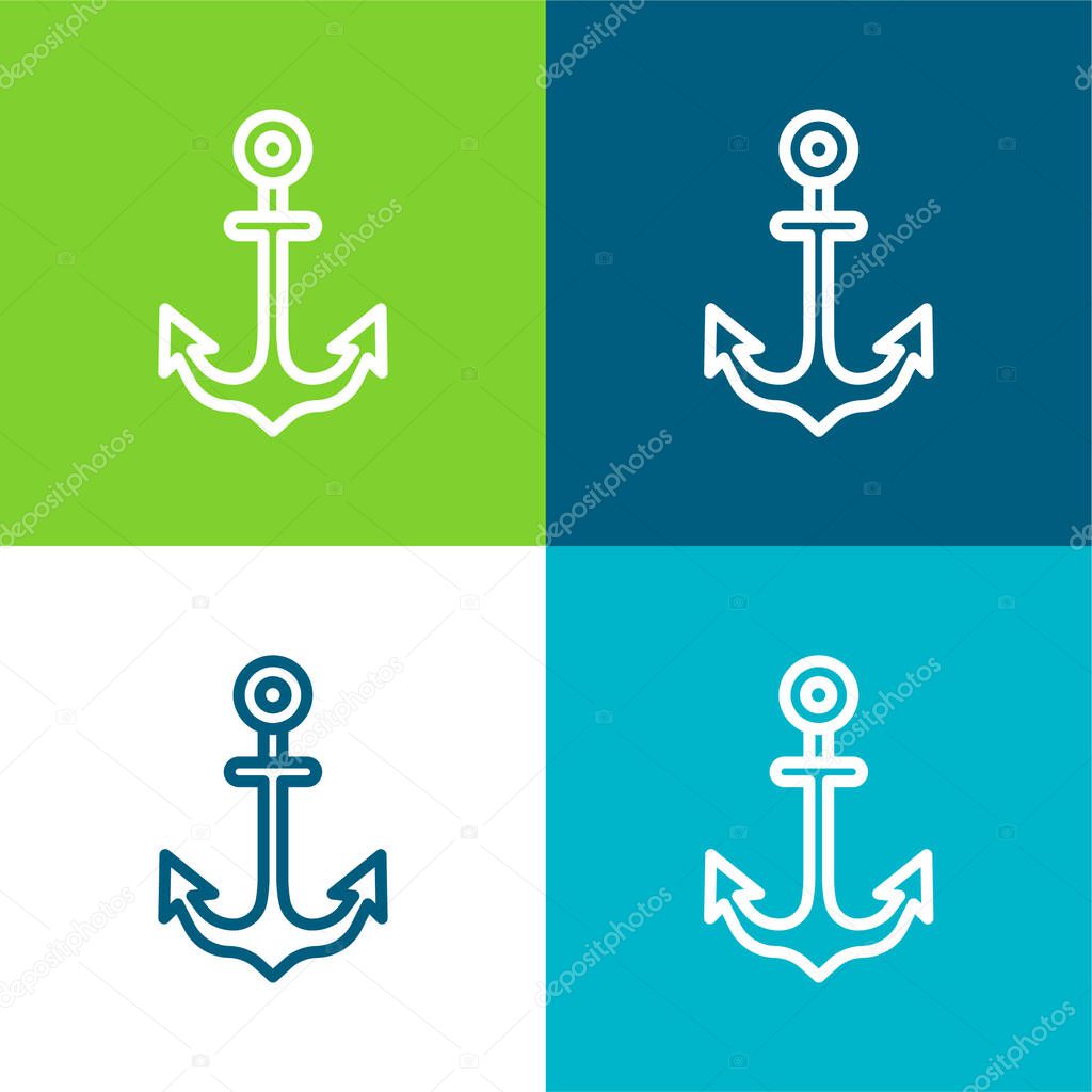 Anchor Flat four color minimal icon set