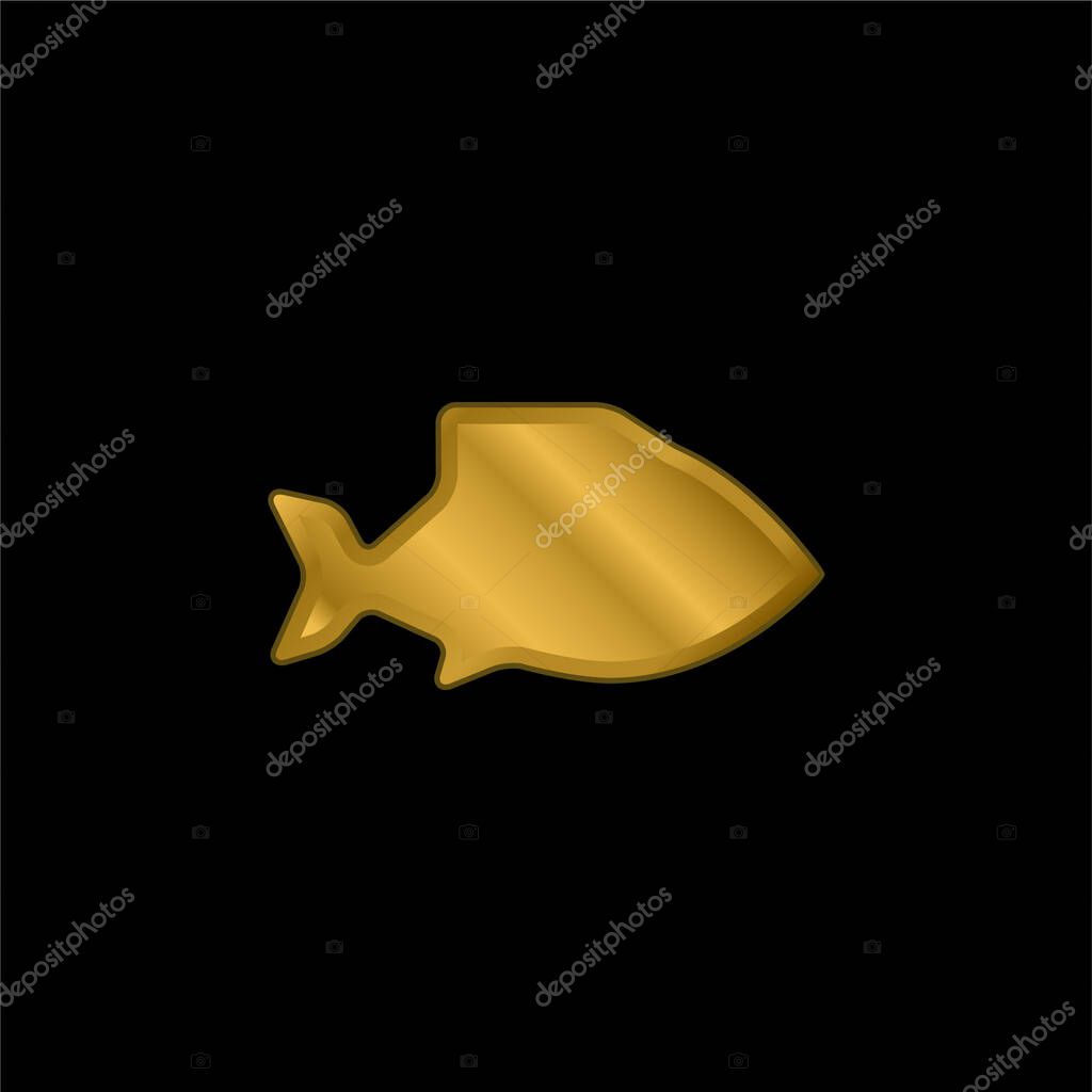 Big Fish gold plated metalic icon or logo vector