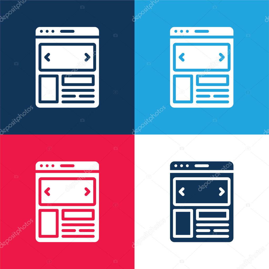 Ads blue and red four color minimal icon set