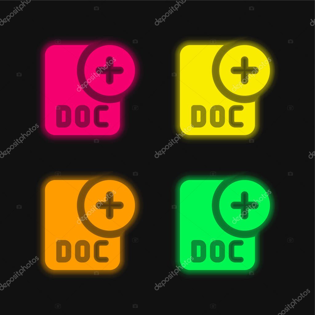 Add four color glowing neon vector icon