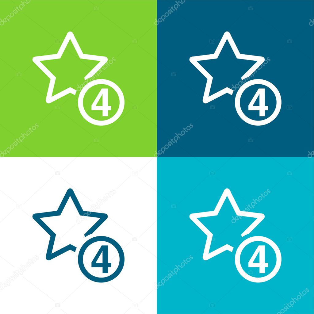 4 Stars Sign Flat four color minimal icon set