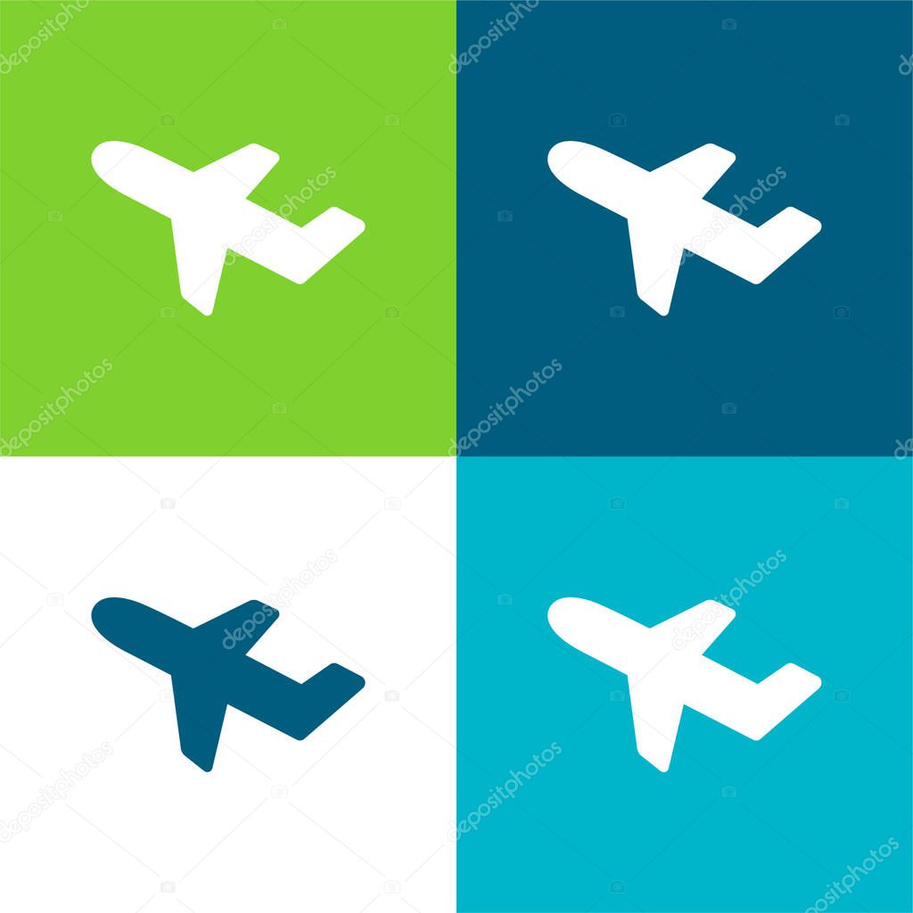 Aeroplane Taking Off Flat four color minimal icon set