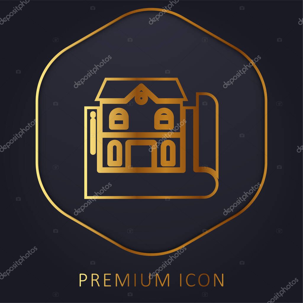 Blueprint golden line premium logo or icon