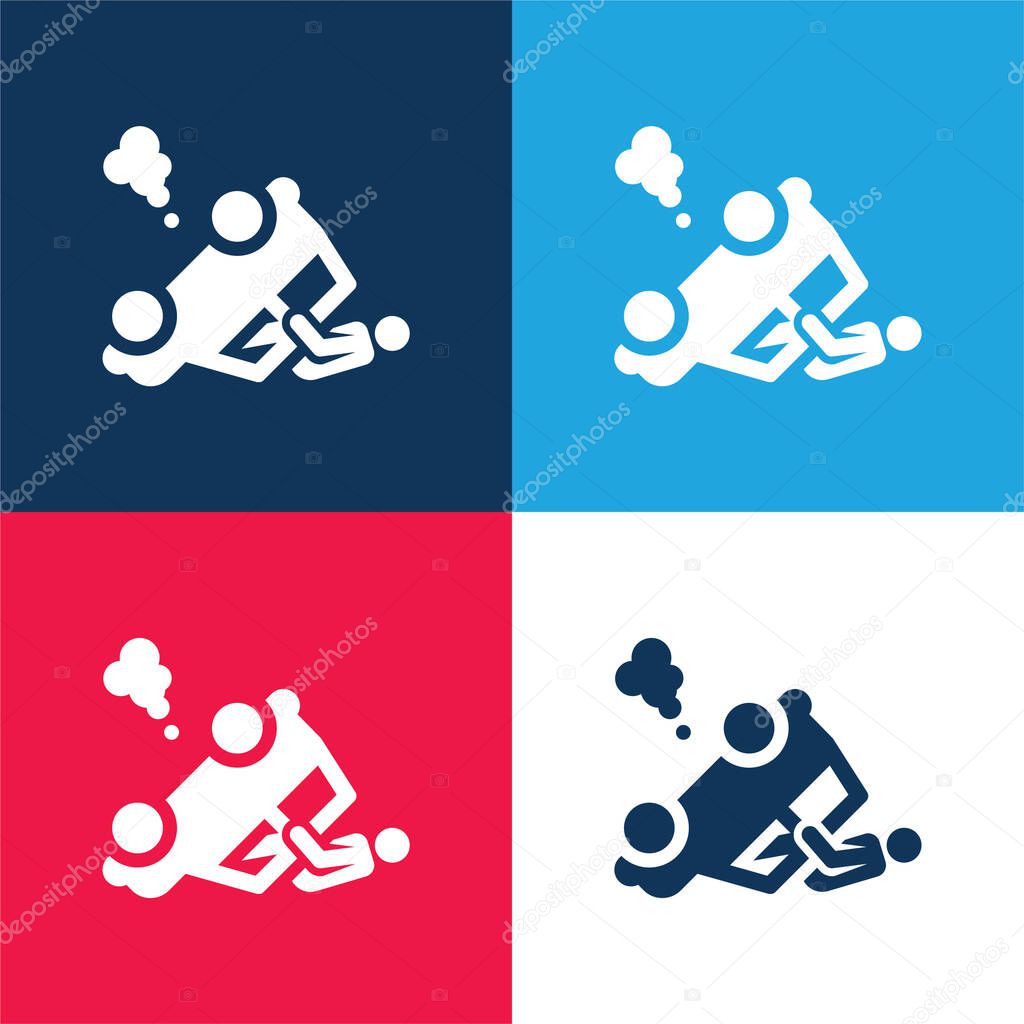 Accident blue and red four color minimal icon set