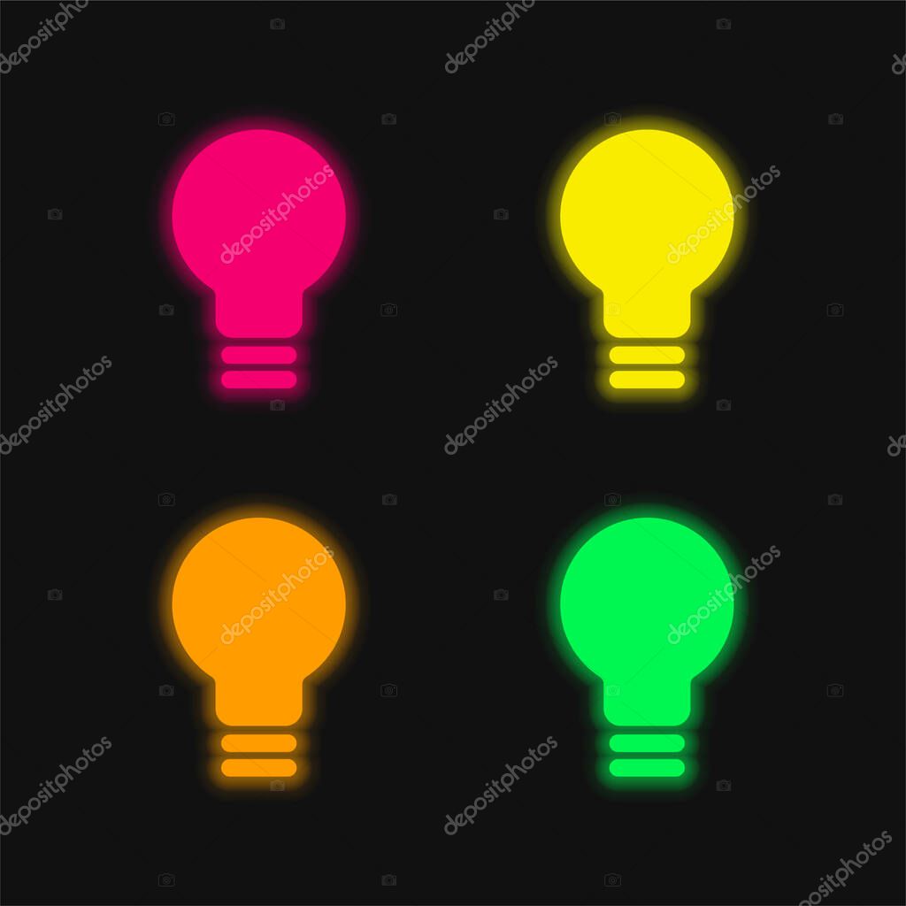 Black Lightbulb four color glowing neon vector icon