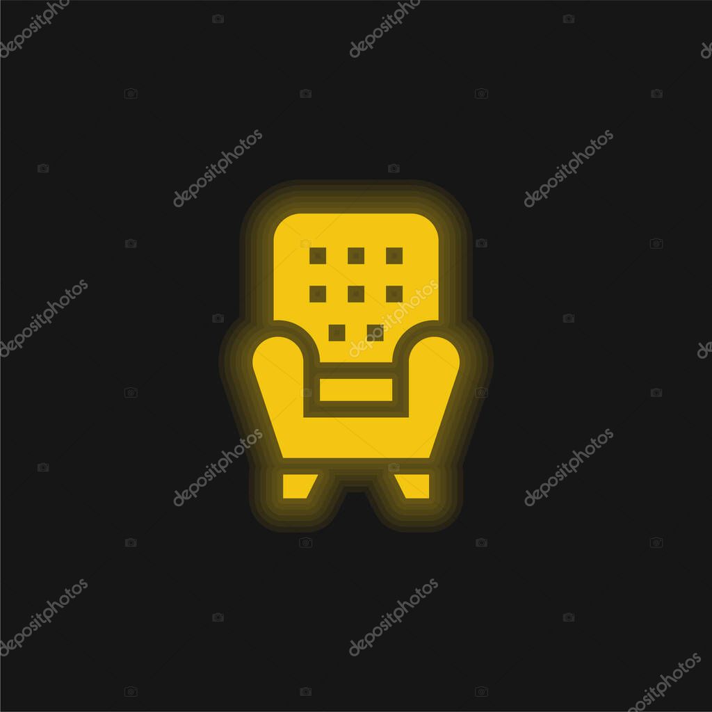 Armchair yellow glowing neon icon