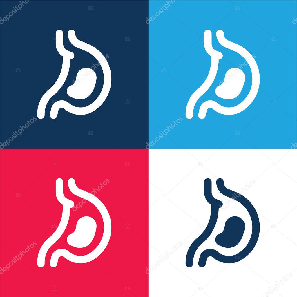 Acid blue and red four color minimal icon set