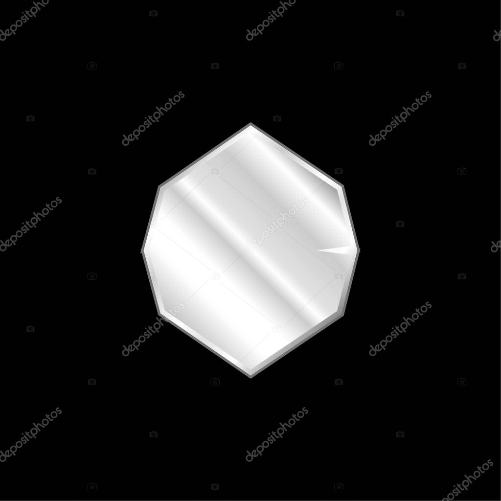 Black Octagon Shape silver plated metallic icon