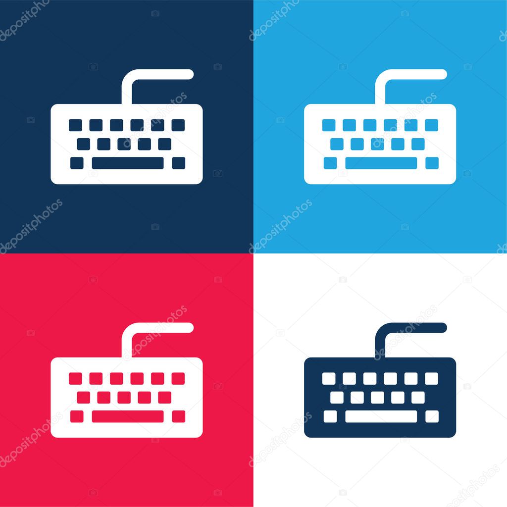 Black Keyboard blue and red four color minimal icon set