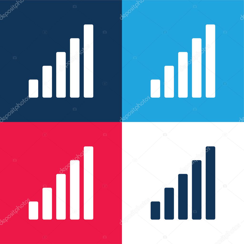 Bar Chart blue and red four color minimal icon set