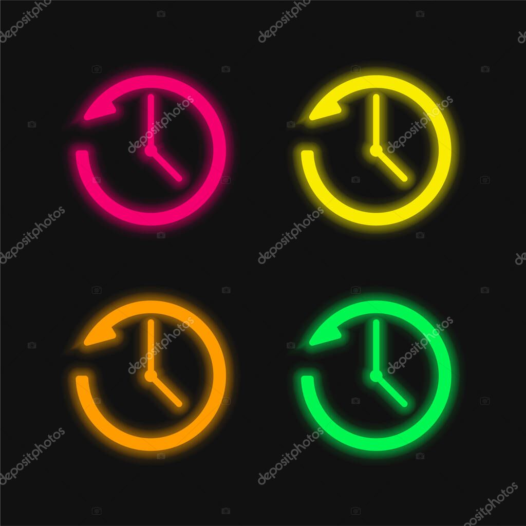 Anti Clockwise four color glowing neon vector icon