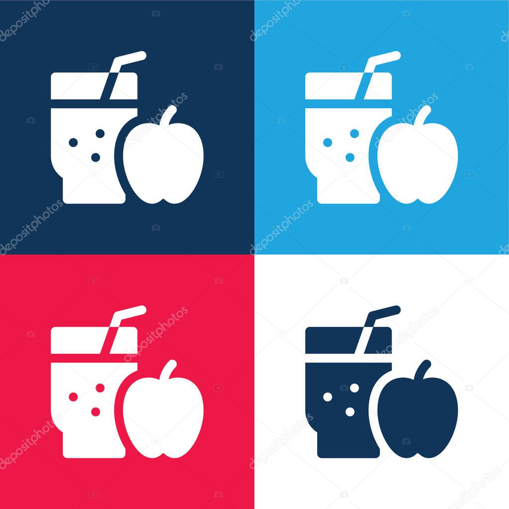 Apple Juice blue and red four color minimal icon set
