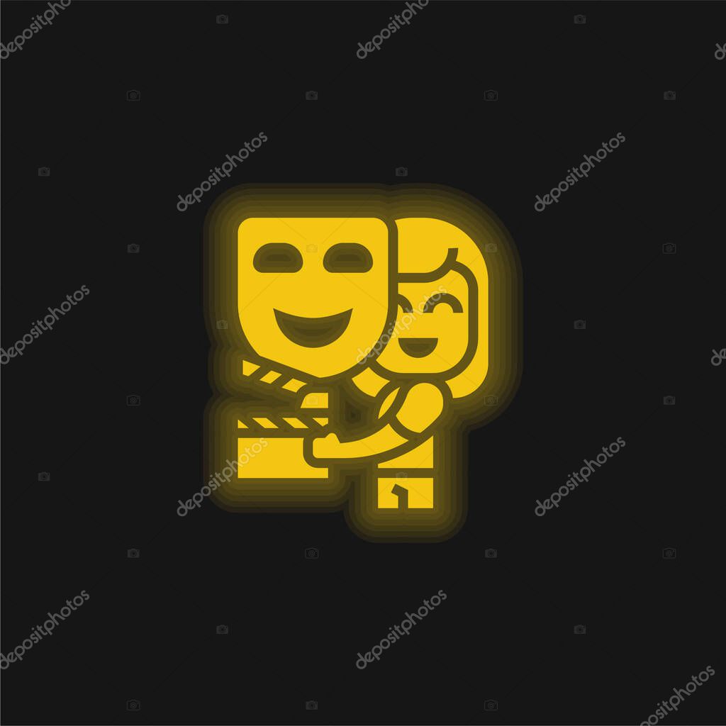 Acting yellow glowing neon icon