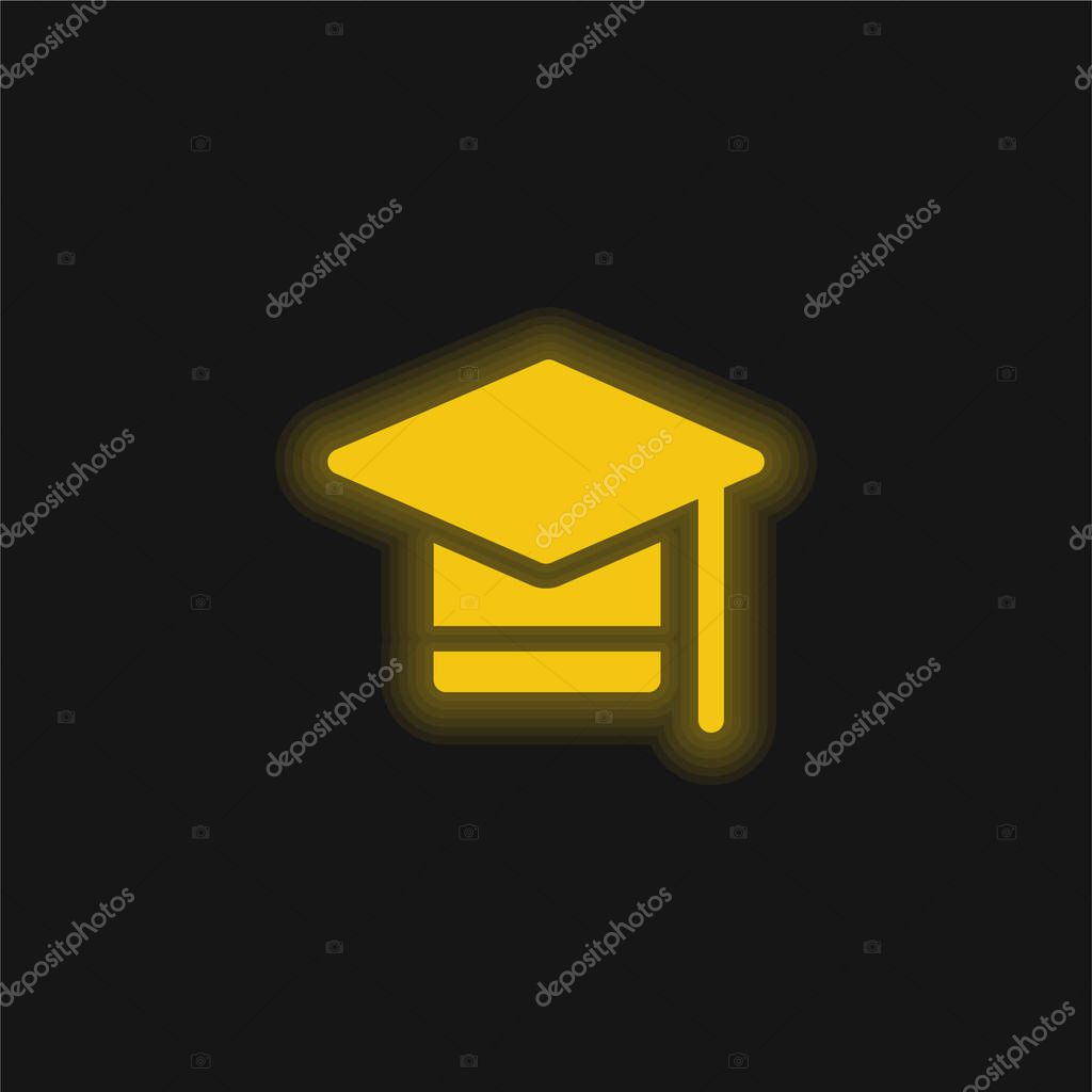 Bachelors Degree yellow glowing neon icon