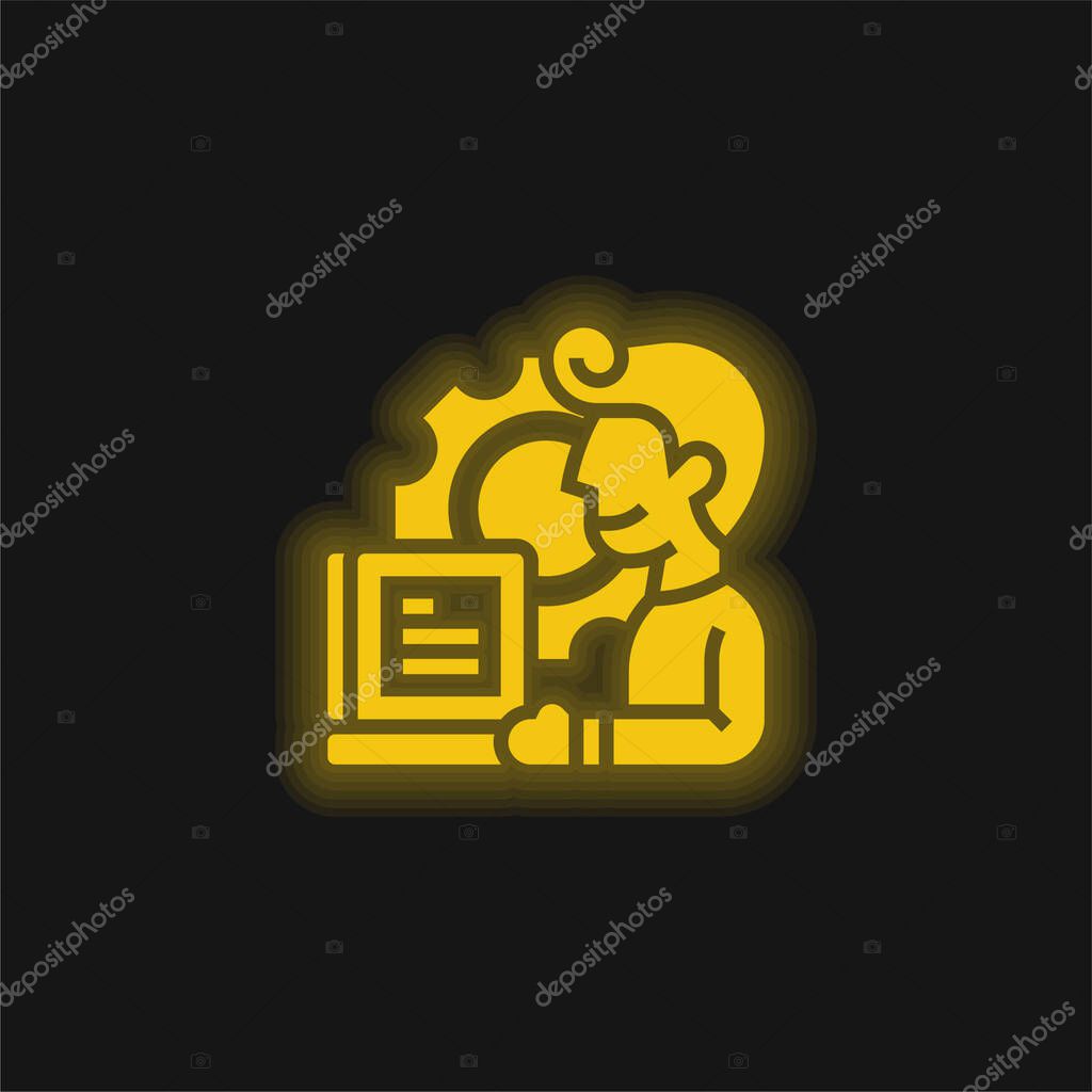 Application yellow glowing neon icon