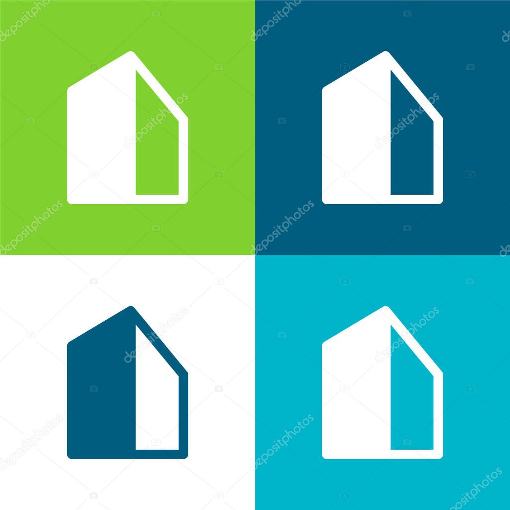 Big Building Flat four color minimal icon set