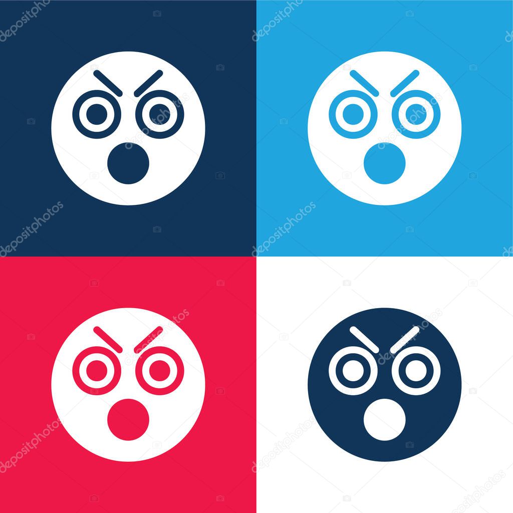 Angry blue and red four color minimal icon set