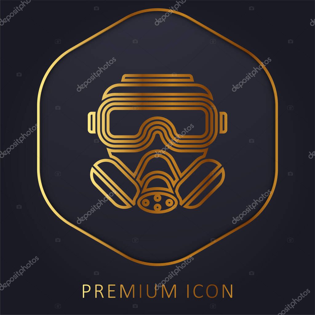 Biological Hazard golden line premium logo or icon