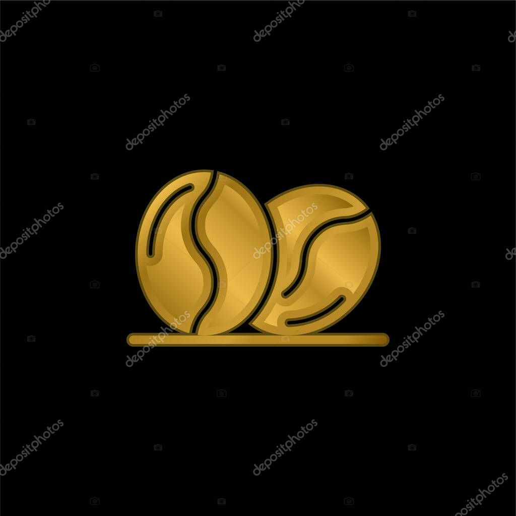 Beans gold plated metalic icon or logo vector