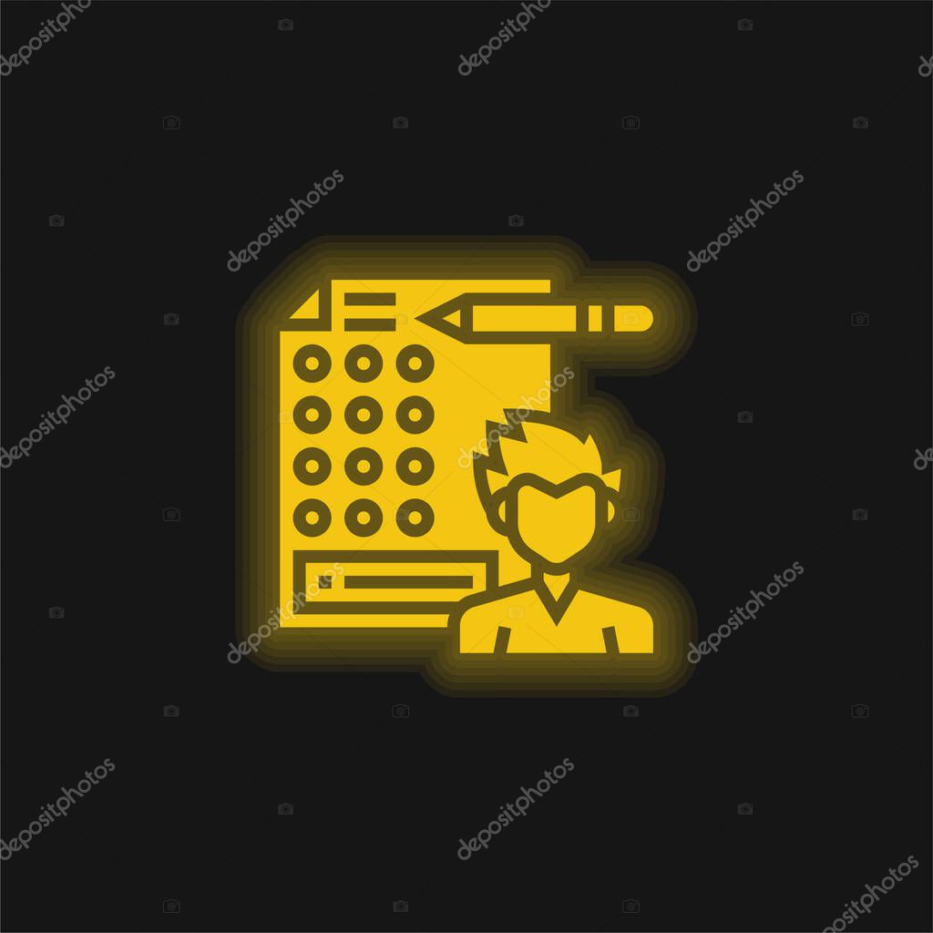 Answer yellow glowing neon icon