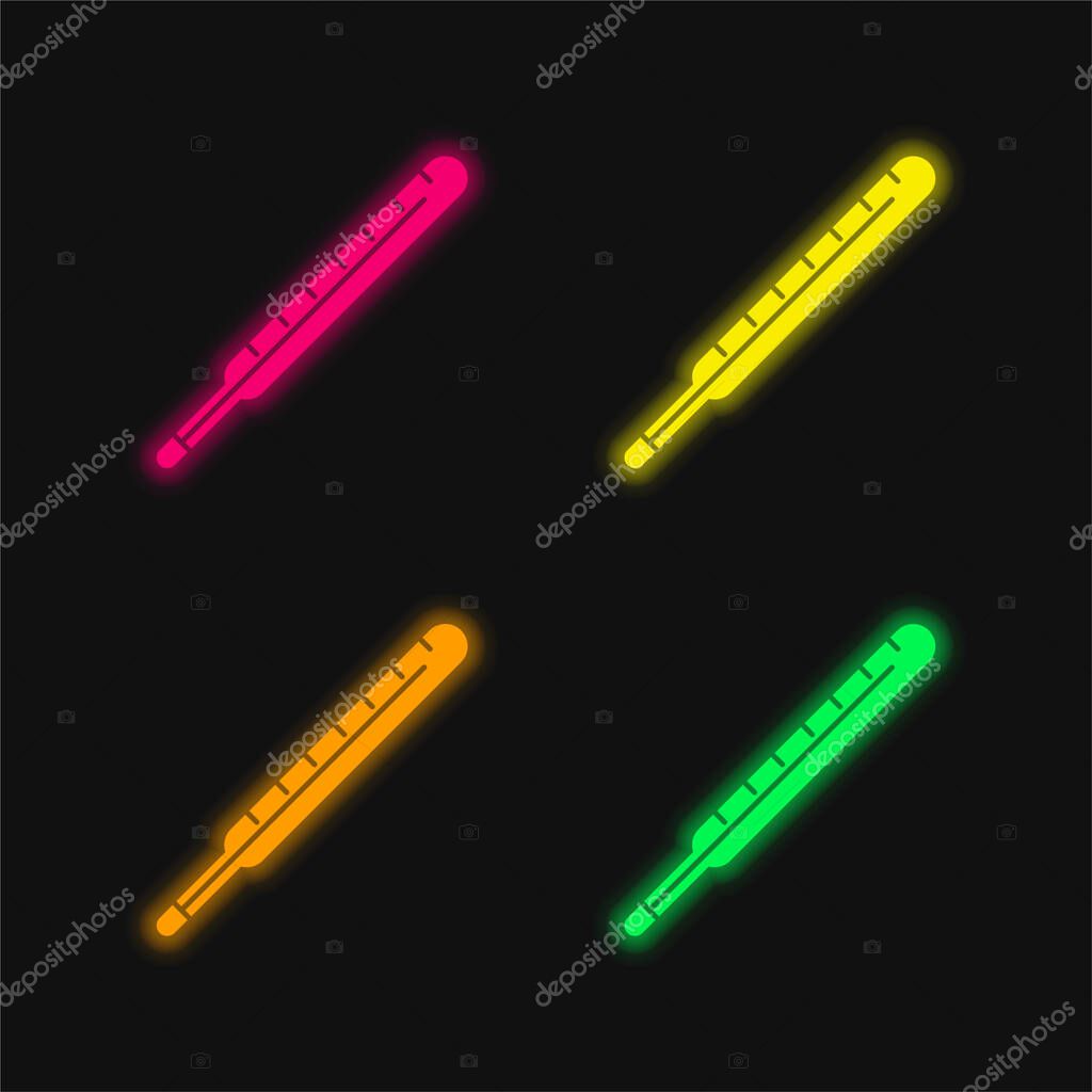 Body Thermometer four color glowing neon vector icon