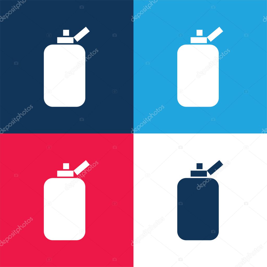 Bathroom Bottle Container Of Rounded Rectangular Black Shape blue and red four color minimal icon set