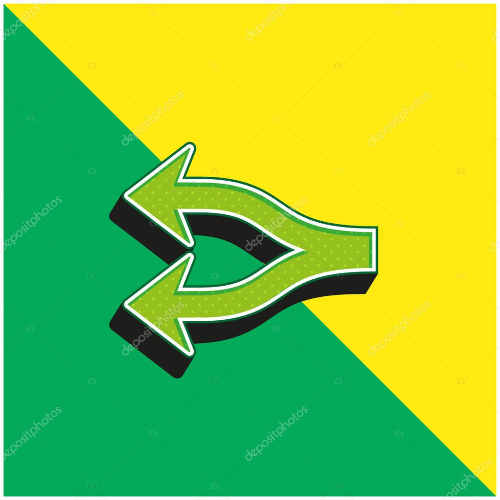Arrow Fork Green and yellow modern 3d vector icon logo