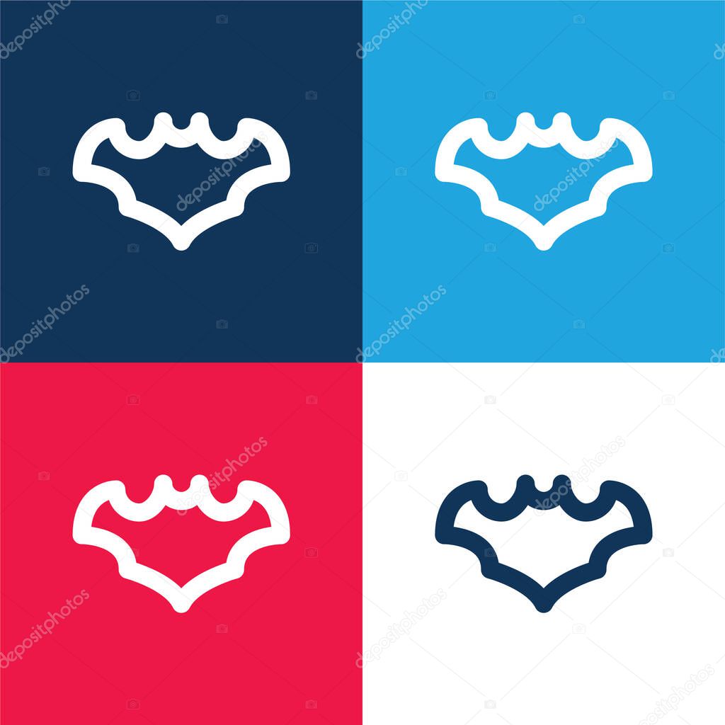 Bat blue and red four color minimal icon set