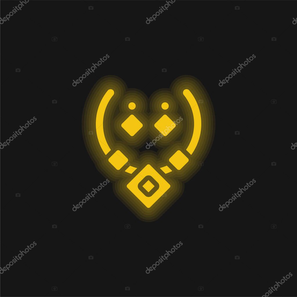 Aztec Necklace yellow glowing neon icon