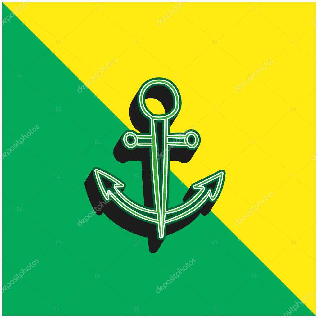 Anchor Green and yellow modern 3d vector icon logo