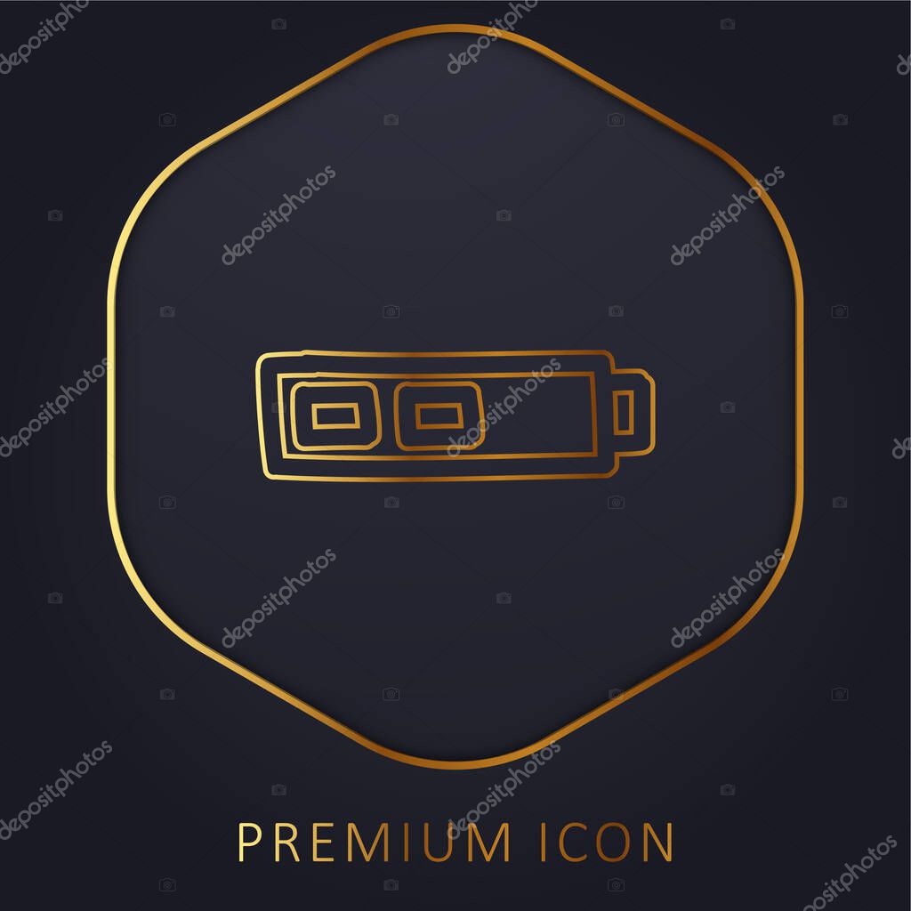 Battery Two Thirds Status Hand Drawn Outline golden line premium logo or icon