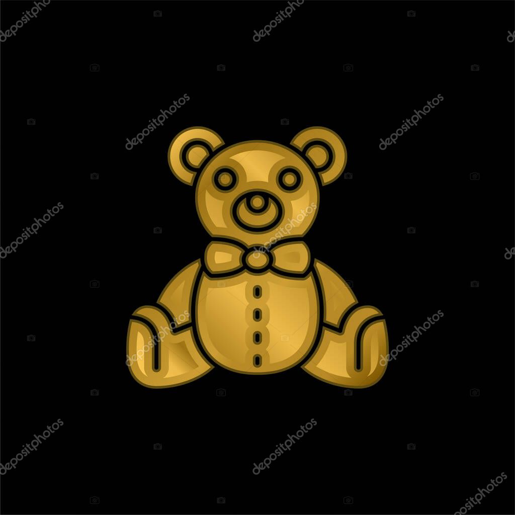 Bear gold plated metalic icon or logo vector