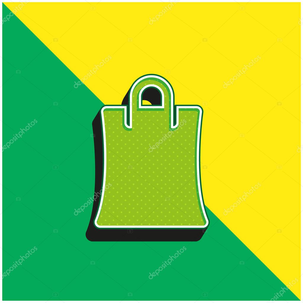 Big Shopping Bag Green and yellow modern 3d vector icon logo