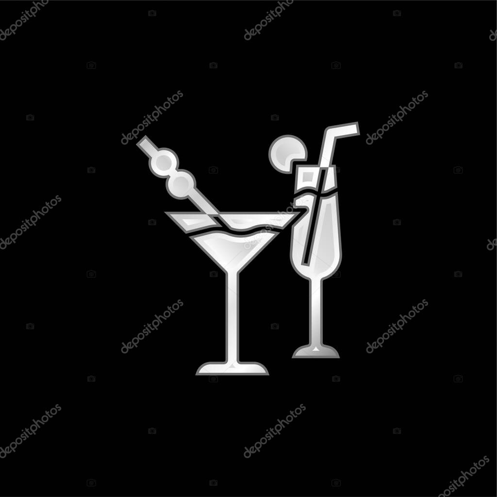 Beverage silver plated metallic icon
