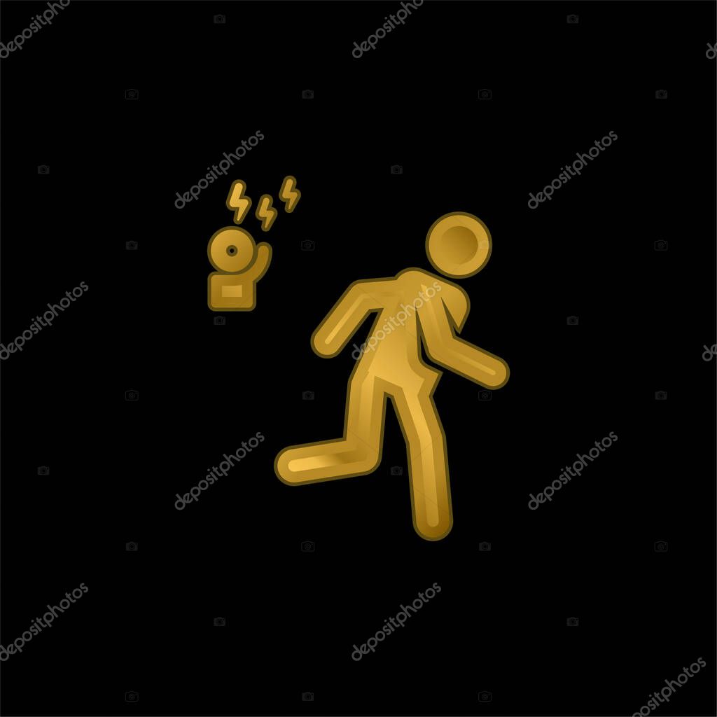 Alarm gold plated metalic icon or logo vector