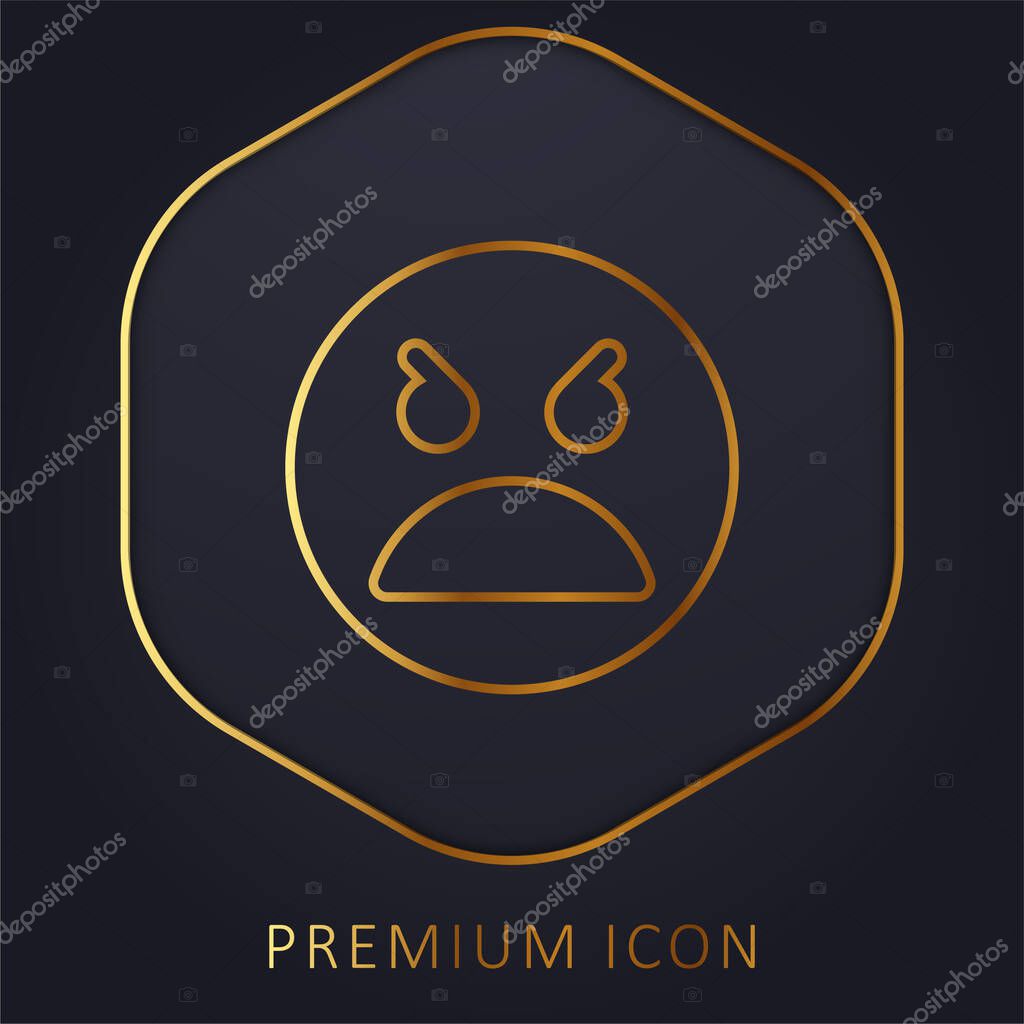Angry Face golden line premium logo or icon